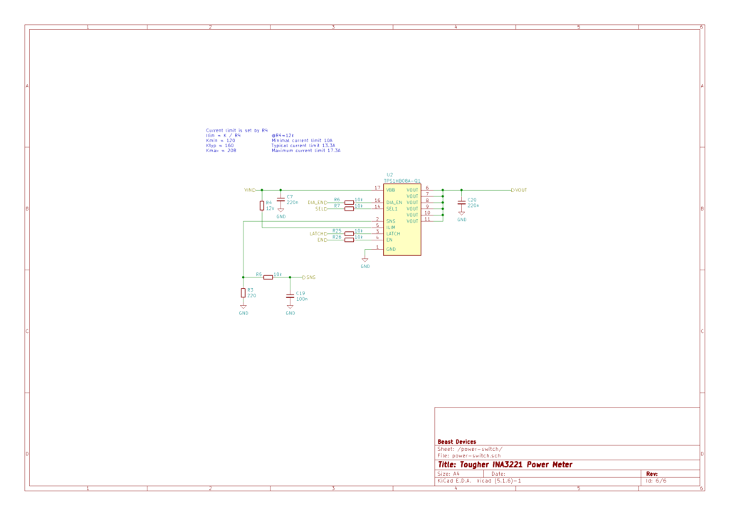 Schematics of TPS1HB08 high-side power switch.