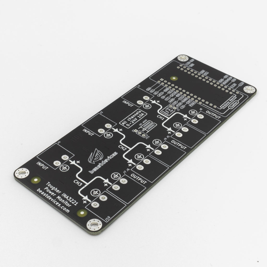 Tougher INA3221 Power Monitor Matte Black PCB Side View